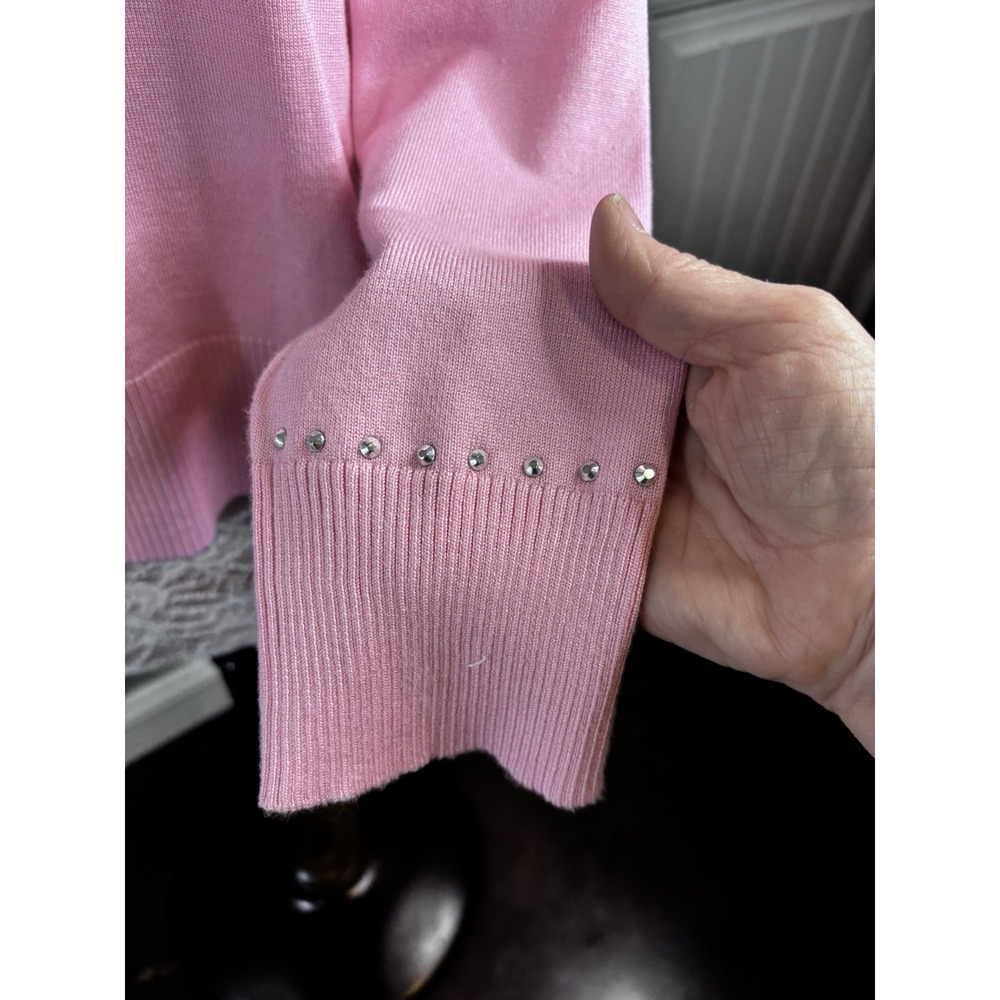 DKNY Women's  Barbie‎ Pink Sweater Silver Studs Accent  S Warm Cozy Coquette - Picture 4 of 12